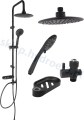  Zestaw prysznicowy nadtynkowy z deszczownicą okrągłą i mydelniczką czarny