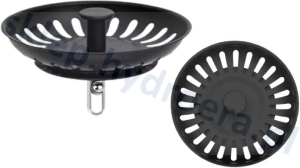 KOREK SITKO ZATYCZKA SPUST DO ZLEWU 90mm CZARNY MAT