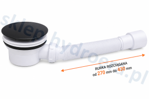 Syfon brodzika 90mm czyszczony od góry czarny