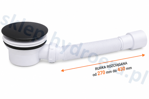 Syfon brodzika 90mm czyszczony od góry czarny