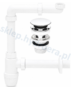 SYFON UMYWALKOWY OSZCZĘDZAJĄCY MIEJSCE Z KORKIEM KLIK-KLAK BIAŁY 1 1/4" FI 32 MM