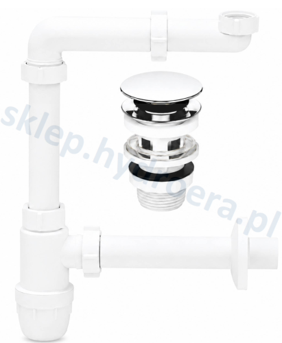 SYFON UMYWALKOWY OSZCZĘDZAJĄCY MIEJSCE Z KORKIEM KLIK-KLAK BIAŁY 1 1/4" FI 32 MM