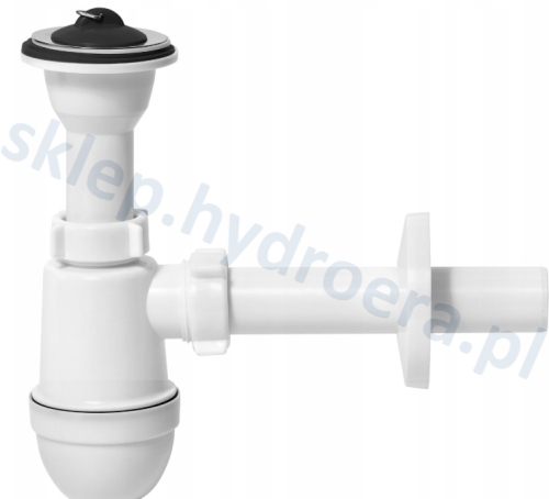 Syfon z sitkiem butelkowy biały do umywalki 1"1/4 x 32 mm