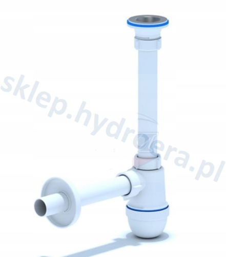 Syfon z sitkiem butelkowy biały do umywalki 1"1/4 x 32 mm