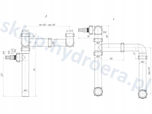 Syfon do zlewu podwójnego oszczędzający miejsce sitka 115" 3,5" 
