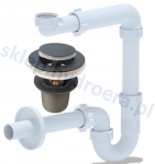 Syfon rurowy do umywalki oszczędzający miejsce korek klik-klak czarny mat