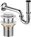 Syfon rurowy metalowy o umywalki chrom korek klik-klak chrom