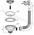 Syfon do zlewu oszczędzający miejsce chrom +  sitko 115 mm z przelewem
