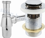 Syfon chrom butelkowy do umywalki+ korek klik-klak  z przelewem