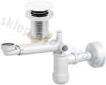 Syfon do umywalki oszczędzający miejsce teleskopowy niski korek klik-klak  biały bez przelewu 