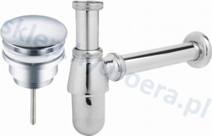 Syfon umywalkowy butelkowy chromowany z korkiem klik-klak chrom regulowanym