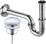 Syfon umywalkowy rurkowy chromowany z korkiem klik-klak chrom regulowanym