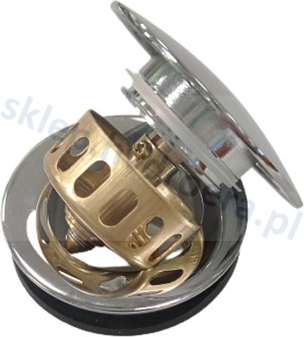 Korek klik klak chrom do wanny/ brodzika z koszyczkiem 