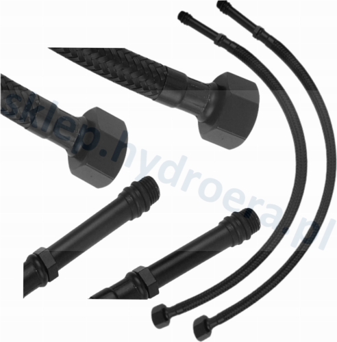 Wężyk wąż do baterii  CZARNY w oplocie komplet 2 szt  3/8 x M10 60 cm N-W 2558