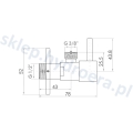 Zawór 1/2" x 3/8" do baterii kątowy z głowicą ceramiczną czarny