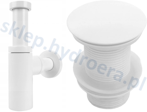 SYFON DO UMYWALKI  BIAŁY+ KOREK KLIK-KLAK BIAŁY BEZ PRZELEWU