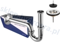 Syfon do umywalki rurowy metalowy + metalowe sitko z korkiem