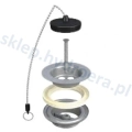 Syfon do umywalki rurowy metalowy + metalowe sitko z korkiem