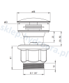 Syfon umywalkowy bez spustu NEO 32mm WIRQUIN + korek klik klak z przelewem