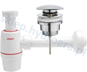 Syfon umywalkowy bez spustu NEO 32mm WIRQUIN + korek klik klak uniwersalny