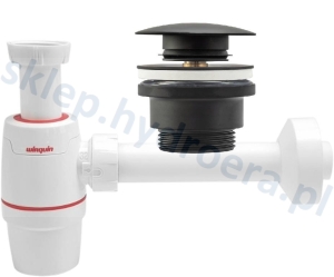 Syfon umywalkowy bez spustu NEO 32mm WIRQUIN + korek klik klak uniwersalny