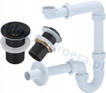 Syfon Do Umywalki Przyścienny Oszczędzający miejsce +korek klik Czarny Mat