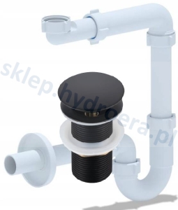 Syfon do umywalki oszczędzający miejsce+korek klik klak czarny bez przelewu