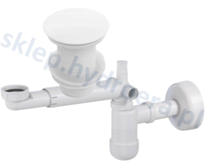 Syfon umywalki oszczędzający miejsce teleskopowy + korek klik klak biały bez przelewu