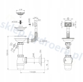 Syfon fi 90 mm do zlewu 1 komora z przelew prostokątny + okrągły 
