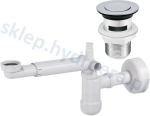 Syfon umywalki oszczędzający miejsce + korek klik klak z przelewem ABS