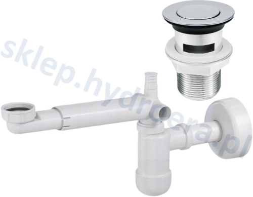Syfon umywalki oszczędzający miejsce + korek klik klak z przelewem ABS