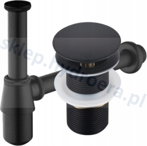 SYFON DO UMYWALKI CZARNY +  KOREK BEZ PRZELEWU CZARNY MATOWY
