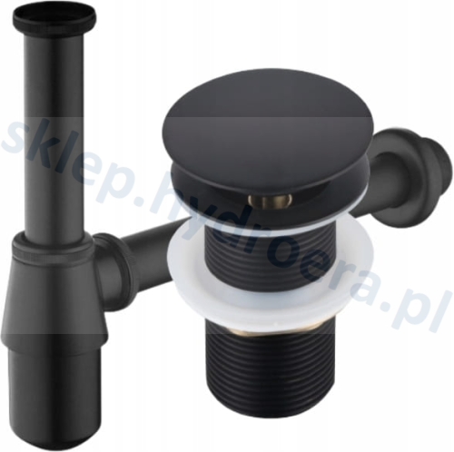 SYFON DO UMYWALKI CZARNY +  KOREK BEZ PRZELEWU CZARNY MATOWY
