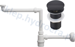 Syfon do umywalki teleskopowy regulowany + korek klik klak bez przelewu czarny