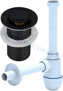 Syfon do umywalki + korek klik klak bez przelewu czarny