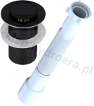 Syfon do umywalki elastyczny + korek klik klak bez przelewu czarny