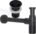 SYFON UMYWALKOWY NISKI + KOREK KLIK-KLAK CZARNY BEZ PRZELEWU