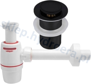 SYFON DO UMYWALKI WIRQUIN NEO AIR + KOREK KLIK KLAK BEZ PRZELEWU CZARNY