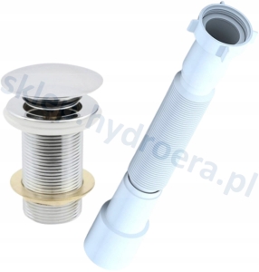 Syfon rozciągany oszczędzający miejsce do umywalki + korek klik-klak chrom