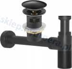 Syfon do umywalki Czarny Mat +Korek klik-klak do umywalki czarny z przelewem 