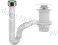 Syfon umywalki oszczędzający miejsce + korek klik klak biały bez przelewu