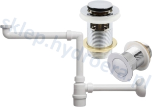 SYFON UMYWALKOWY TELESKOPOWY OSZCZĘDZAJĄCY + KOREK KLIK CHROM Z PRZELEWEM