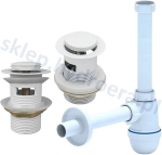 Syfon do umywalki + korek klik klak biały z przelewem