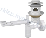 Syfon umywalki oszczędzający miejsce + korek klik klak z przelewem biały