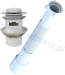 Syfon do umywalki elastyczny rozciągany + korek klik klak z przelewem biały