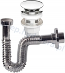 Syfon umywalki elastyczny regulowany + korek klik klak chrom z przelewem