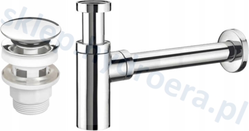 Syfon do umywalki walec chrom + korek klik klak chrom ABS