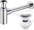 Syfon do umywalki chrom + korek klik klak z przelewem biały