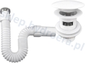 Syfon do umywalki rozciągany wzmocniony +korek klik klak biały z przelewem