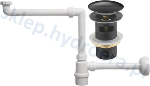 Syfon umywalki teleskopowy oszczędzający + Korek klik klak czarny z przelewem